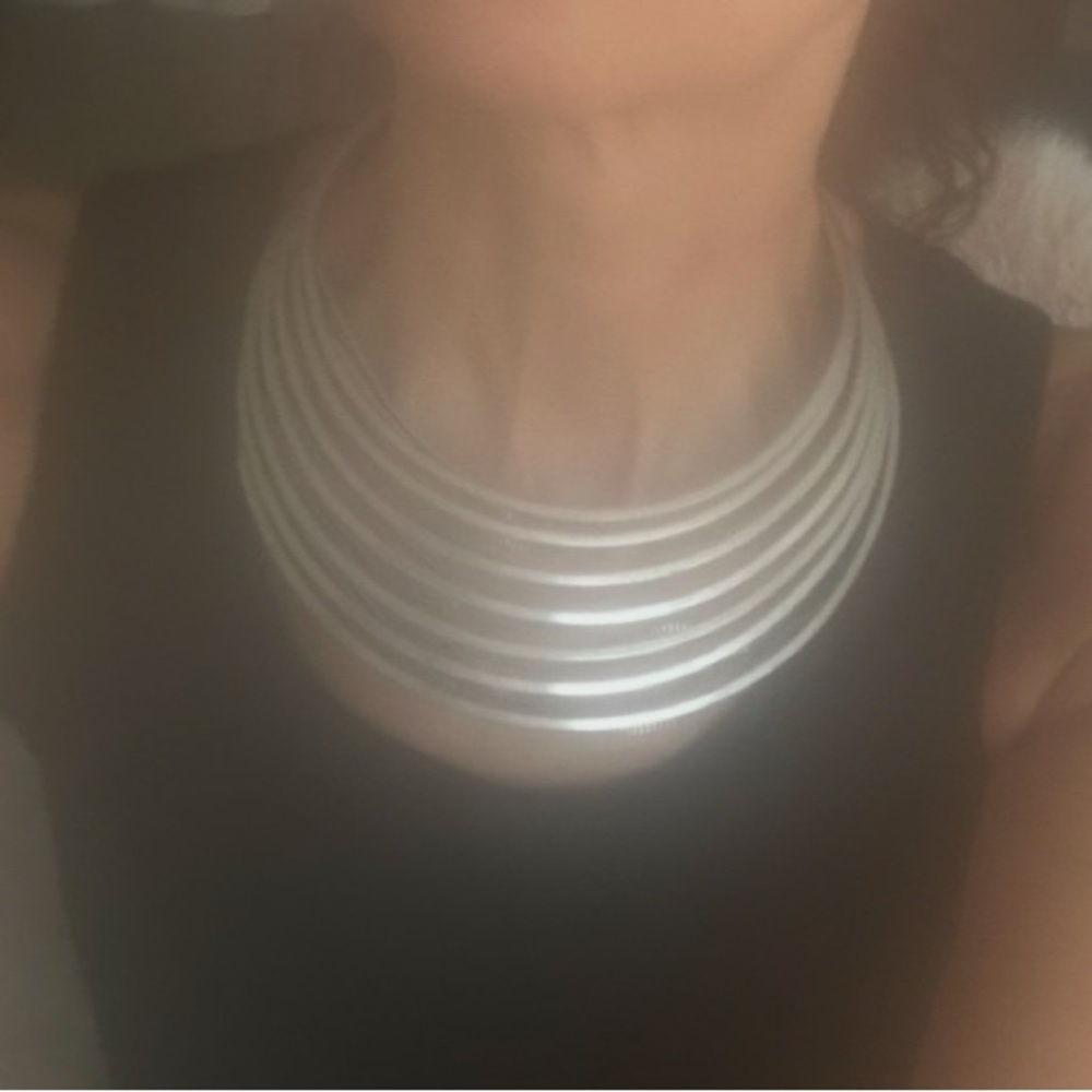 NEW Jenny Bird Silver Multi-Strand Statement Necklace Choker - Picture 3 of 4